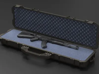  Assembled Black AK 47 in Open Hard Case 
