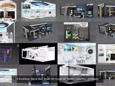 3 Exhibition Stand Stall Booth 3D model 3D Model Collection 3D Model Pack