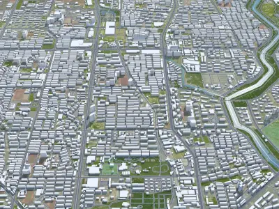 Tangshan Hebei China 60km Low-poly 3D model