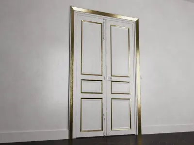 Double Doors ornated and animated Low-poly 3D model