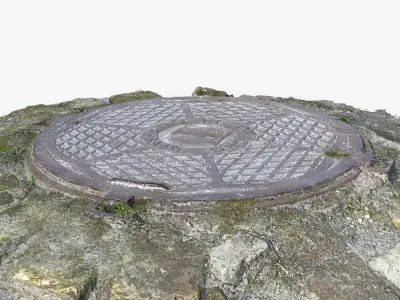 Photorealistic 3D scan of manhole Hatch cover Sewer Manhole Low-poly 3D model