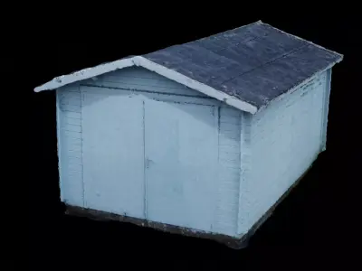 4K Realistic Wooden Blue Shed Photoscan Low-poly 3D model