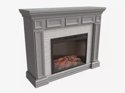 Fireplace in Faux Stone and Wood Delaro 3D model
