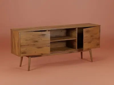 Media Console Unit 200x45x80 Low-poly 3D model