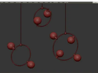 EXIST three brass pendant lights Low-poly 3D model