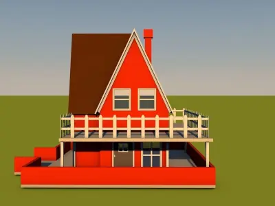 Cartoon house  Low-poly 3D model