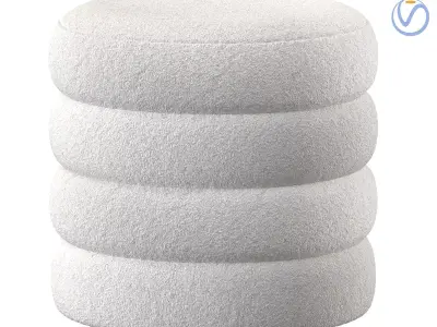 Mecca Boucle Round Storage Ottoman 3D model