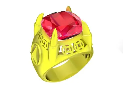 Bold Cushion Gemstone Mens Ring 4902 3D print model