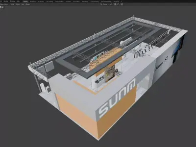 Modern Minimalist Trade Show Booth 3D model