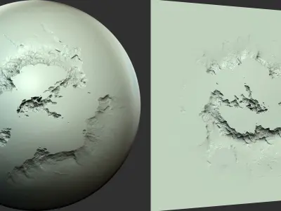 Wall and Stone Damage Brush and Alpha Low-poly 3D model