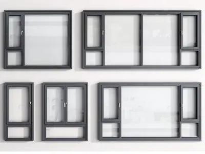 modern windows glass Sliding Architecture 3D model 25