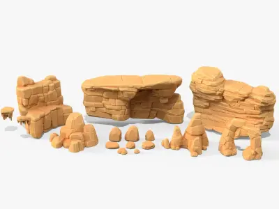  Stylized SandStone Rock Pack Low-poly 3D model