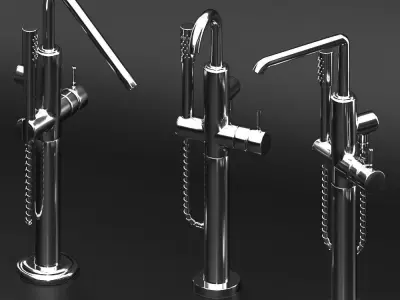 Set Faucet three bathroom faucets - three bathroom faucets 3D model
