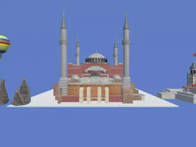 Turkey Pack Hagia Sophia Maidens Tower Fairy Chimneys Low-poly 3D model