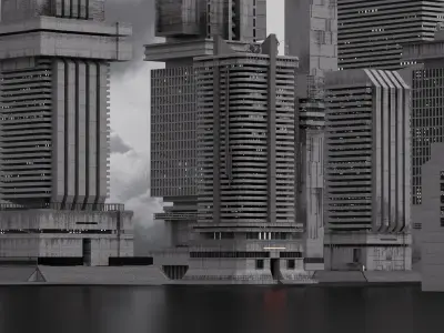 Concrete Brutalism - 3D Building asset 3D model