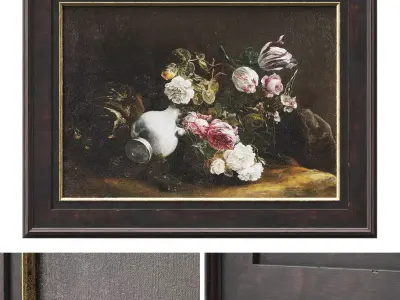 Classic frame with floral still life 3D model