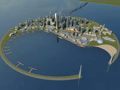 Sci Fi Artificial Island 2 3D model