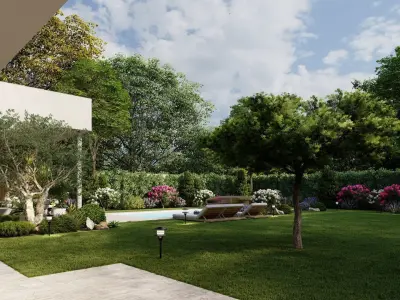 3D Exterior Scene 3D model design garden and landscape 3D 3D model