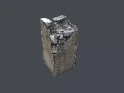Broken Concrete Pillar Low-poly 3D model