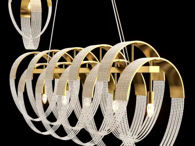 PELAGIA COLLECTION chandelier in gold and glass 3D model