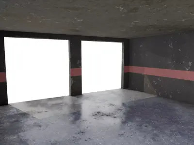 Simple Garage Building Low-poly 3D model