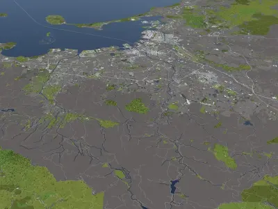 Fukuoka Japan 50x50km 3D model