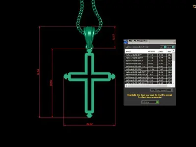 High Cross Pendant Light Gold 18K 4CP027 3D print model
