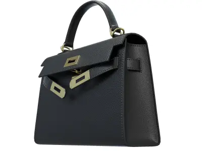 Hermes Kelly Bag Black Leather Low-poly 3D model