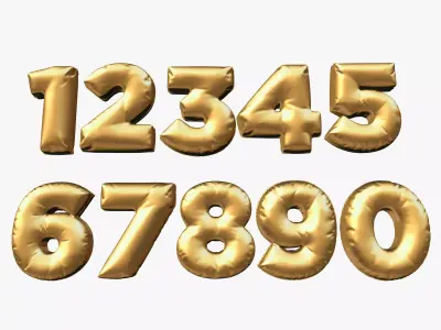 Golden Balloons Numbers 3D model