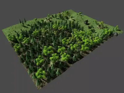 low poly forest landscape Low-poly 3D model