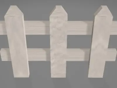 White Wooden Fence Low-poly 3D model