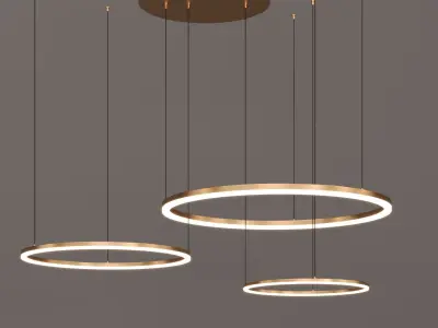 Large Hoops Led Ring Chandelier Low-poly 3D model