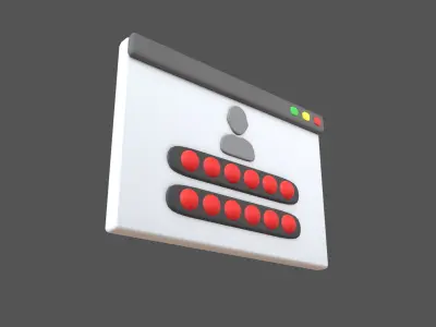 Website Login Incorrect Password Icon v1 001 Low-poly 3D model