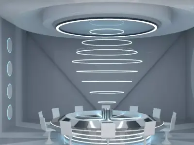 Futuristic Meeting Area Interior 3D model
