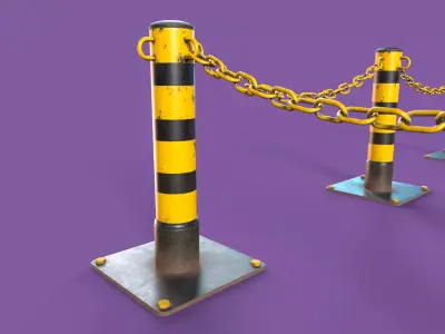 Post and Chain Low-poly 3D model