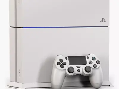 Sony PlayStation 4 with Stand White Low-poly 3D model
