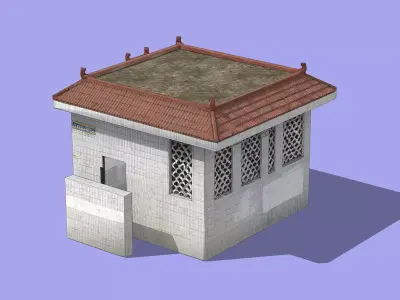 modern Chinese-style public restroom Low-poly 3D model