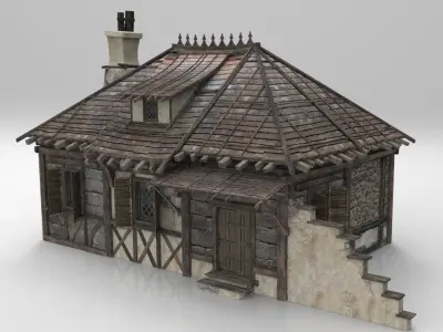 Medieval house fantasy all group Low-poly 3D model