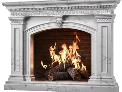 blk wood classical fireplace art 005 3D model