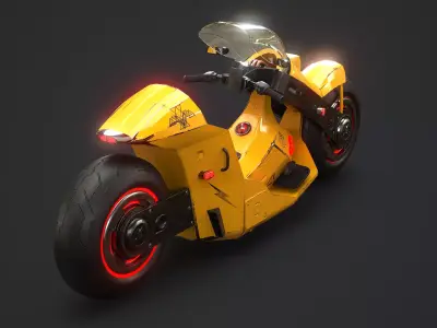 Futuristic Cyberpunk Motorcycle Sci-Fi Bike Neon City  Low-poly 3D model