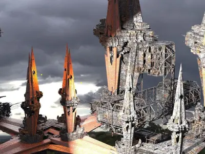 Sci fi Core Magma crystal Shard Rocks Tide Kit bash 1 3D model