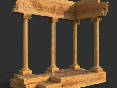 Low poly Ancient Roman Ruin Construction Pack - Desert Low-poly 3D model
