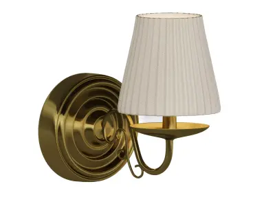 Classic Gold Wall Sconce with Fabric Lampshade 3D model