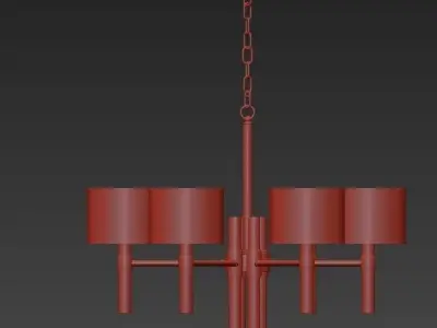 Wide Antique Brass Chandelier and pendant lamps 3D model