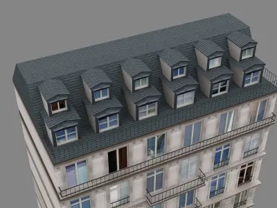 Typical Parisian Apartment Building 10 Low-poly 3D model