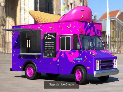 Street food step van 3D Model Pack