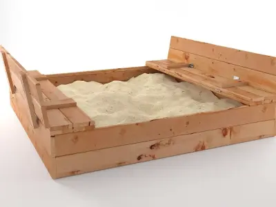 Wooden sandbox with open top 3D model