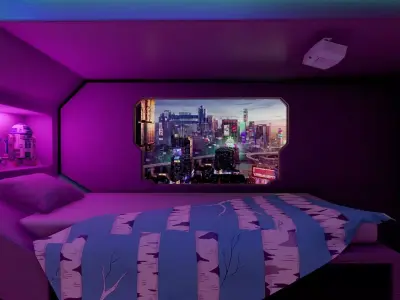 Cyberpunk Style Bedroom 3D model