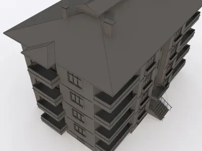 Apartmen02 apartment building Low-poly 3D model