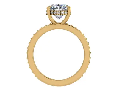 3 Carat Oval Cut Engagement Ring - 1mm stone at the shank  3D print model